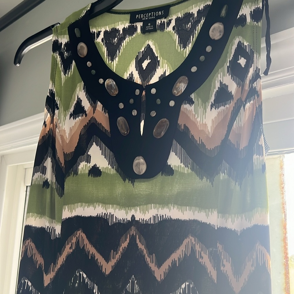 Perceptions New York sz. 8 flowy maxi/midi lovely beaded accents, see pics